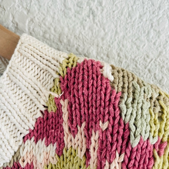 Handknitted VIntage Express Floral Cream Cardigan Sweater - Picture 3 of 16